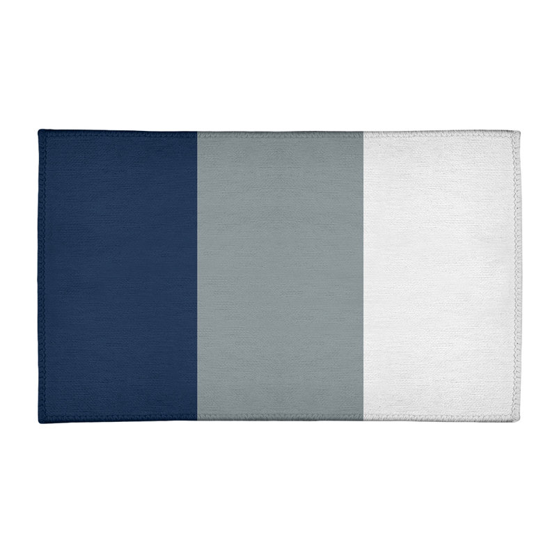 Tapis à rayures en poly-bleu, Rectangle 3 pi x 5 pi