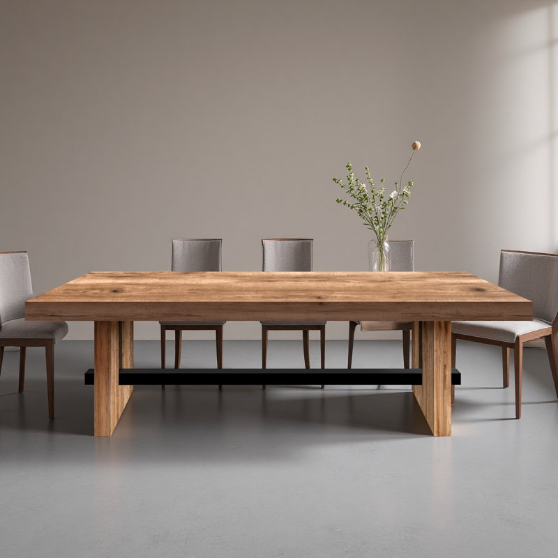 Table de salle à manger rectangulaire en bois massif, H 29,53 po x L 86,61 po x l 35,43 po