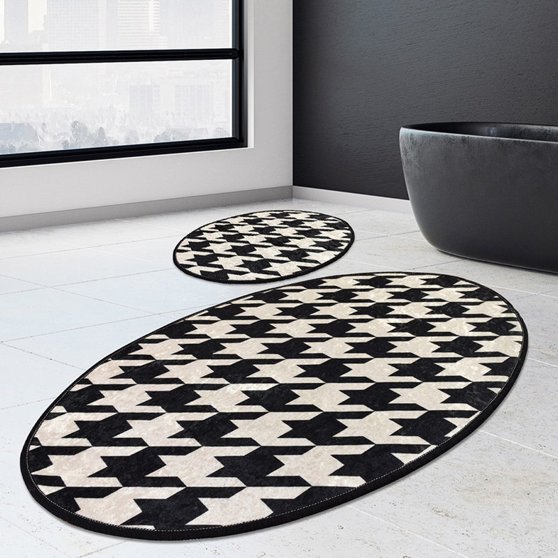 Ensemble de tapis de bain antibactérien (2 pièces), 100% polyester, 19,7 po x 23,6 po et 23,6 po x 39,4 po | Sous-tapis antidérapant, hauteur des poils: 0,4 po | Lavable à la machine, doux et durable, idéal pour la sécurité et le confort de la salle de bain