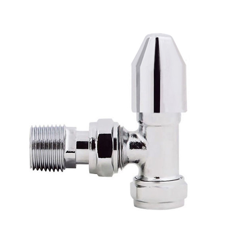 Angled Chrome Thermostatic Valve And Manual Control Designer Radiator Valve 15Mm