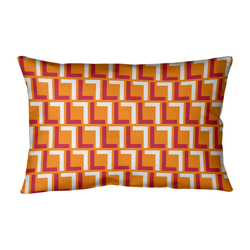 Housse de coussin rectangulaire de luxe Tampa Bay, Orange; rouge; blanc, Croisé en coton