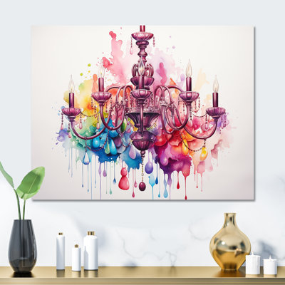 Pink Baroque Luminary Chandelier Brilliance IV - Chandelier Metal Wall Art MT132409