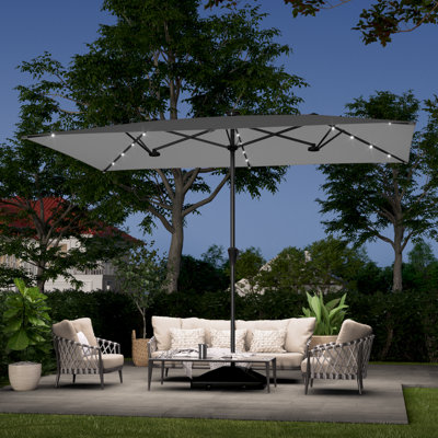 LED Large Double-Sided Rectangular Outdoor Patio Market Umbrella