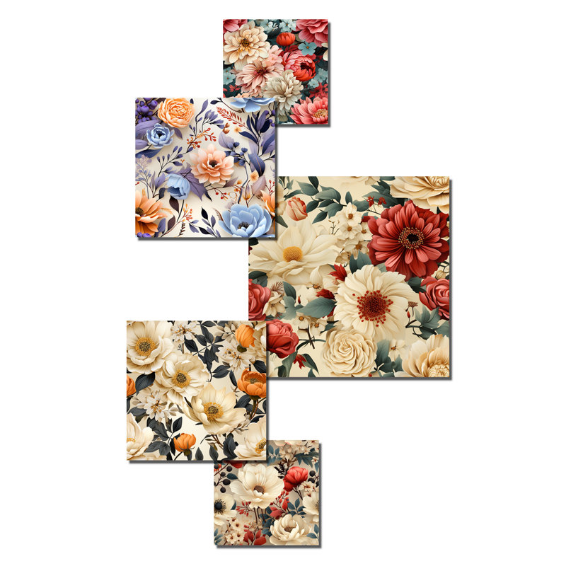 Mandragore - ensemble d'art mural floral de 5