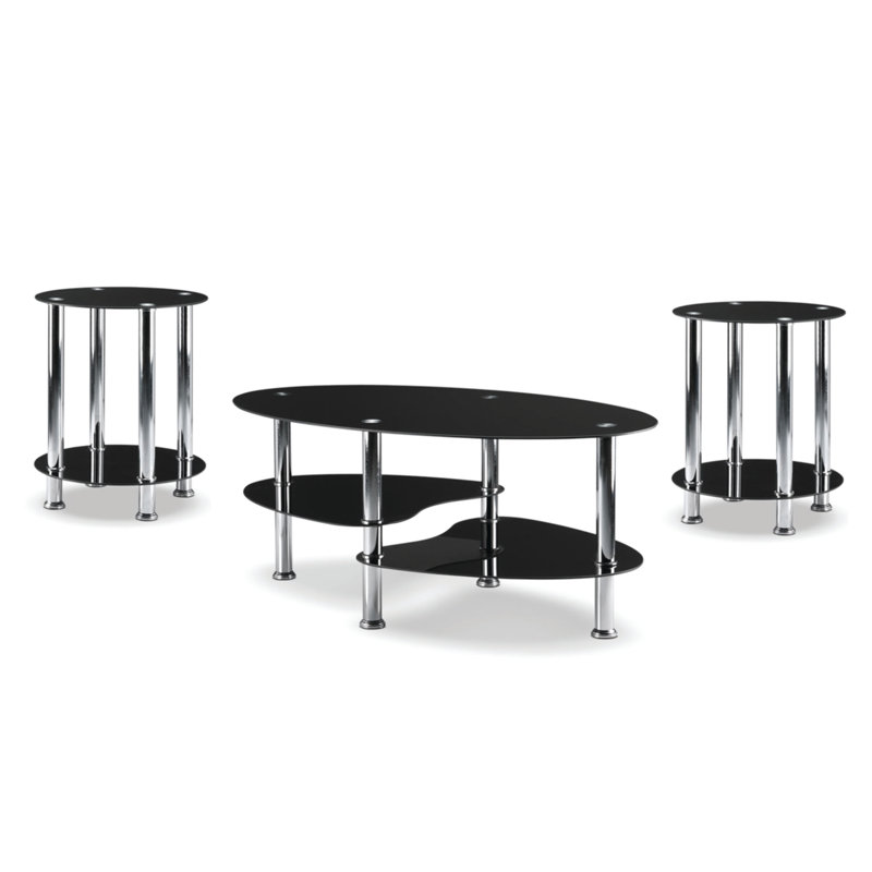 Ratner Glass Top Coffee Table, Smoke, Black