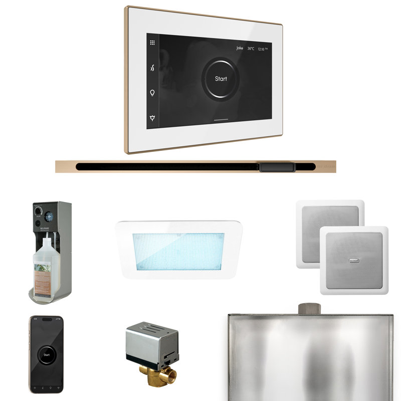 XDream Steam Shower Control Package with iSteamX Control and Linear Steamhead, Brushed Bronze