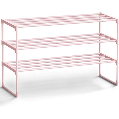 Range-chaussures, range-chaussures à 3 niveaux, tablette de rangement en métal, debout ou à l'envers, pour 16 à 20 paires, empilable, pour vestibule