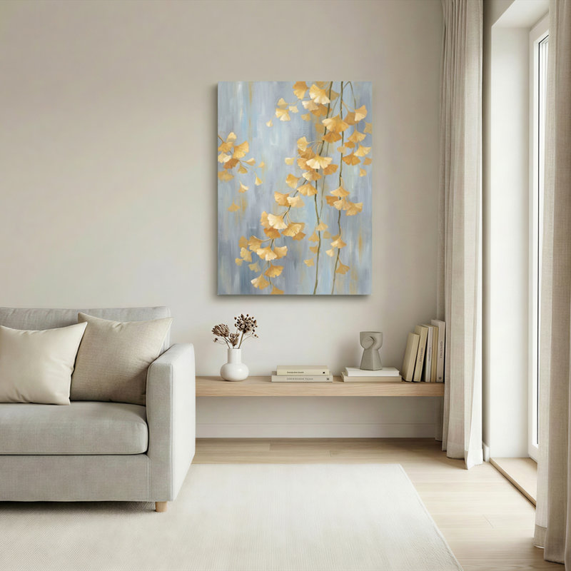 Ensemble de 1 tableau sur toile à motif de feuilles de ginkgo, 36"H x 24"W, Wrapped Canvas
