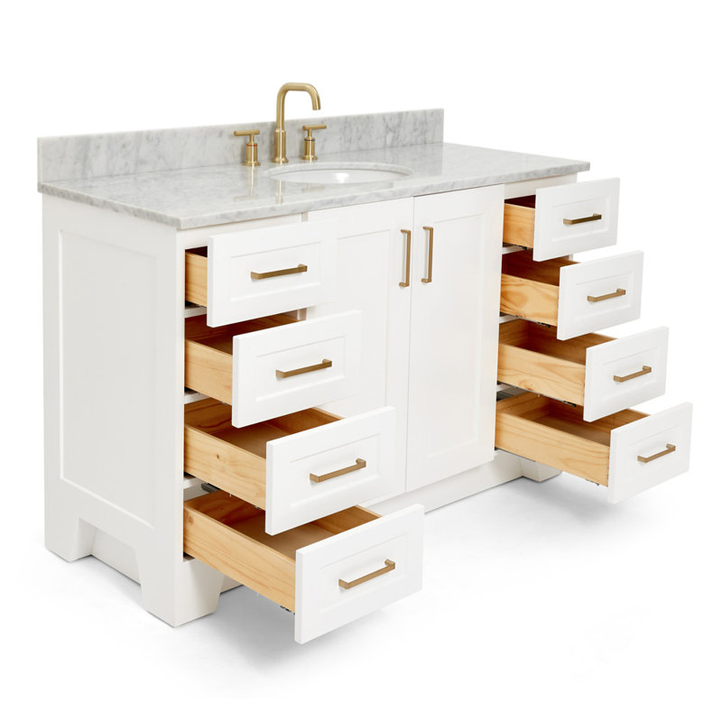 ARIEL TAYLOR 49 IN SINGLE RECTANGLE SINK VANITY, White, Rectangle, 54"