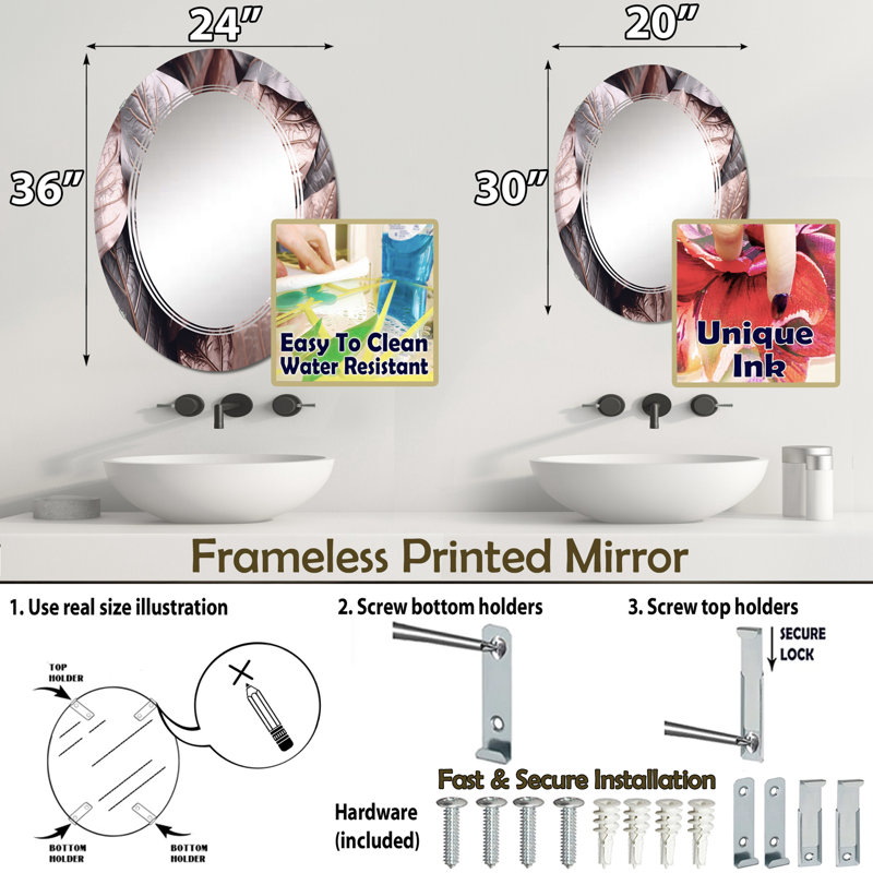 Miroir mural Hiles, 30 po x 20 po