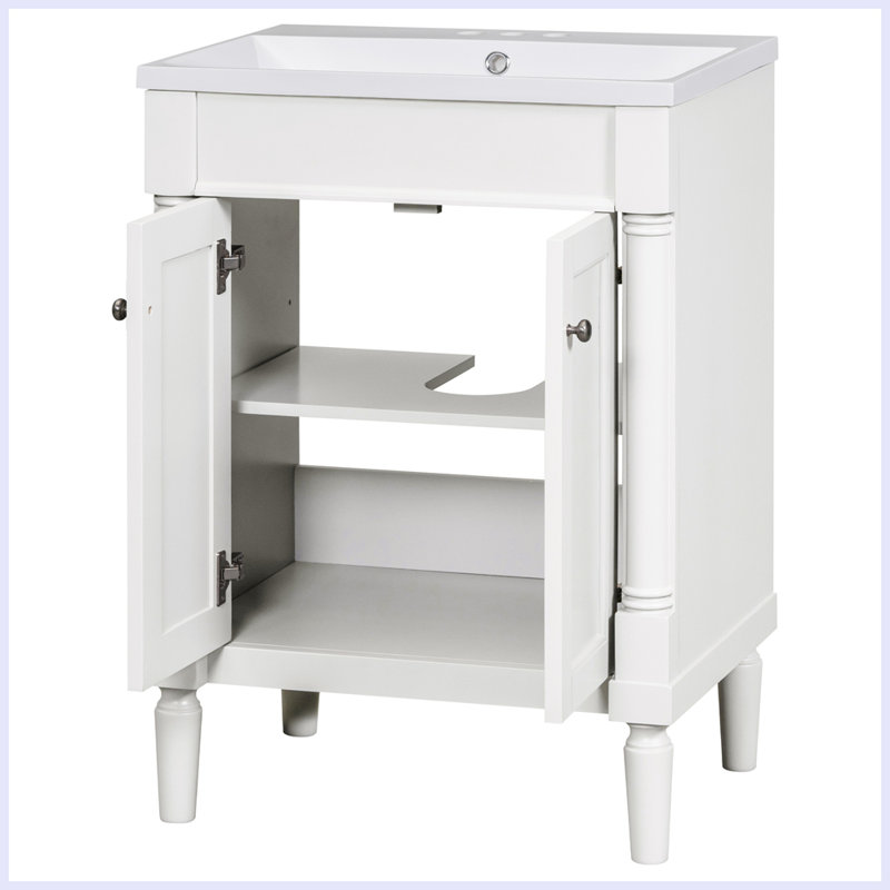Meuble-lavabo moderne avec lavabo supérieur, Blanc