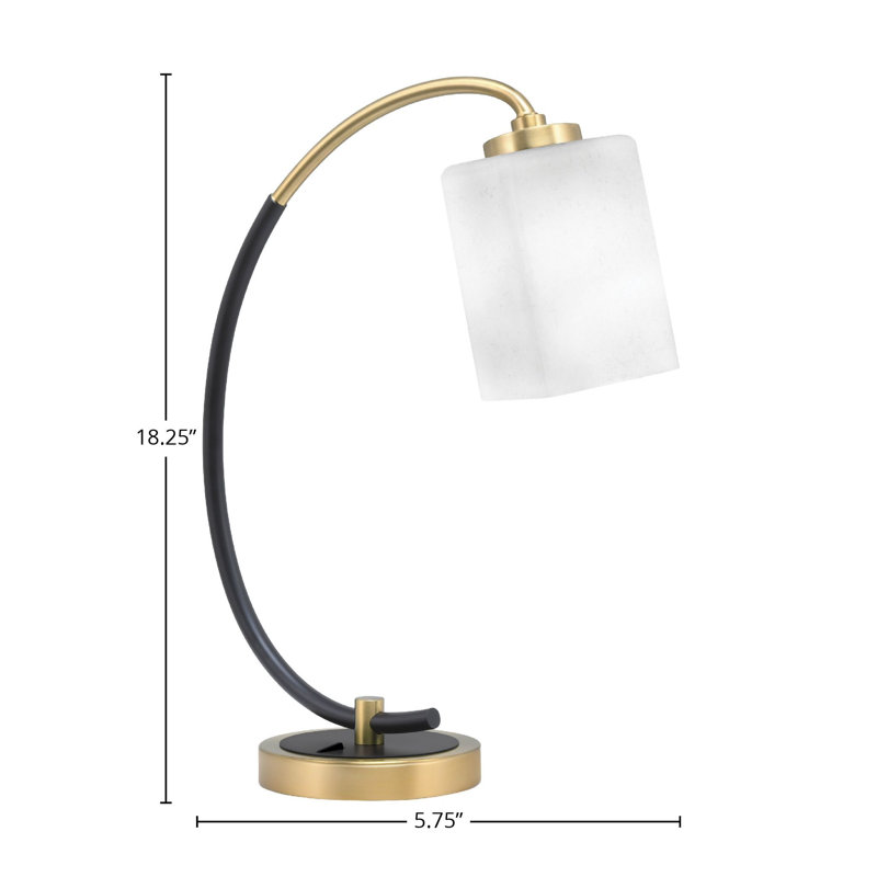 Lampe de bureau en acier inoxydable Jariya, Noir mat / laiton, Blanc