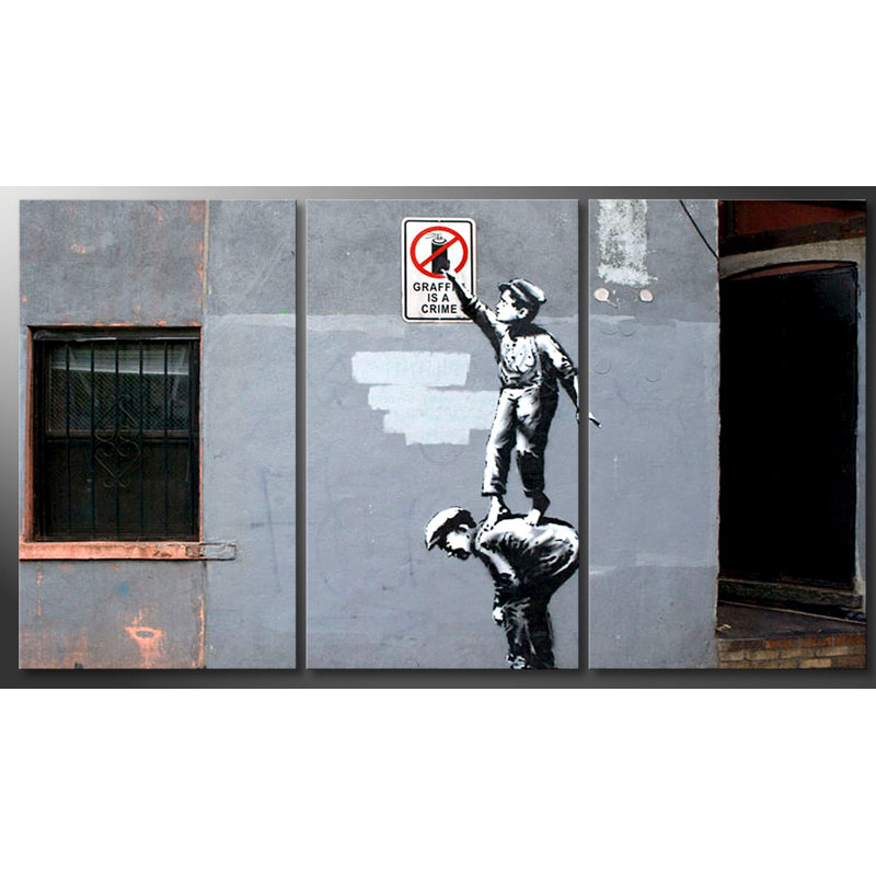 Banksy - 3 Piece Print on Canvas