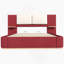 Grand lit plateforme tapissier avec panneau, cadre de lit plateforme avec coins arrondis doux anti-collision, stable et solide, aucun sommier tapissier requis, assemblage facile, rouge-381565724-381565725