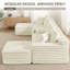 Canapé modulaire 5 pièces Cloud avec console, rangement, USB, 2 repose-pieds et porte-gobelet-128514523