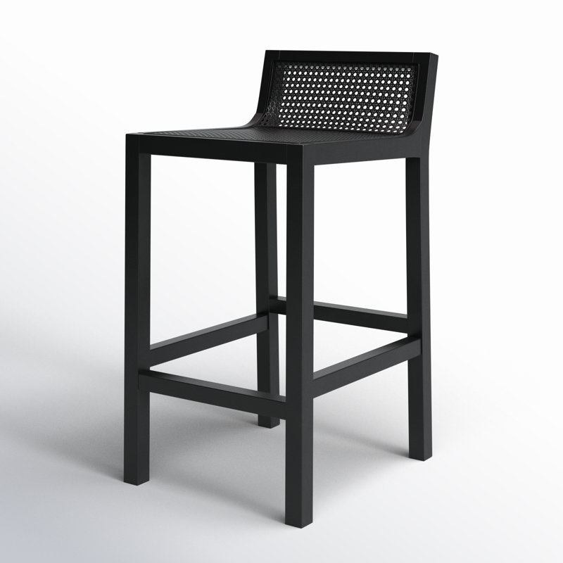 McCarthy Solid Wood Counter Stool, Black/Black, Counter Stool(25.59” Seat Height)