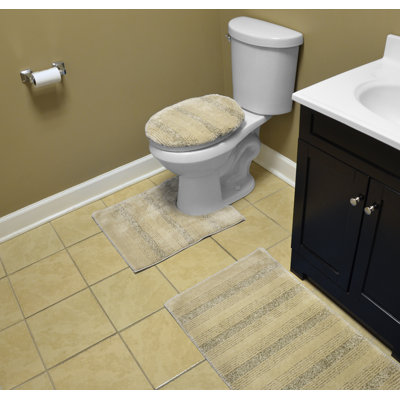 Ensemble de tapis de bain en nylon 3 pièces avec envers antidérapant Niala