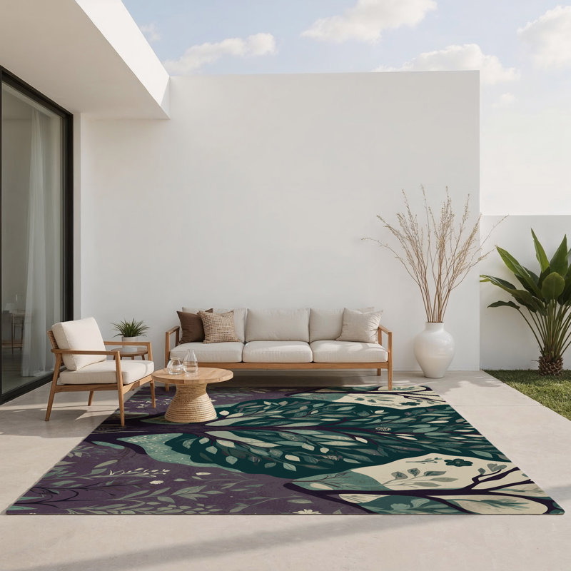 Tapis intérieur et extérieur Midnight Arbor, Rectangle 1 pi 6 po x 2 pi 6 po