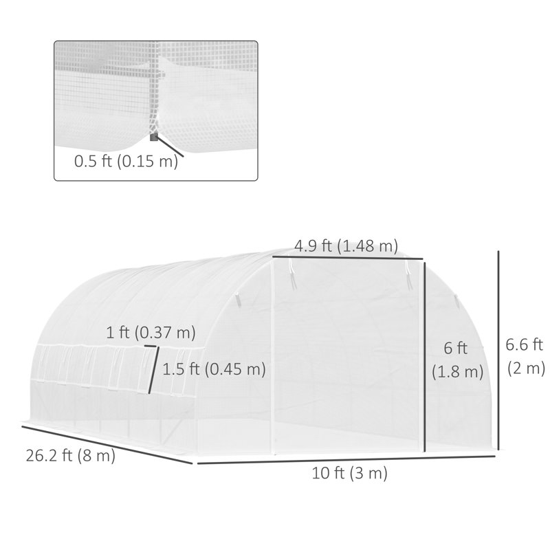 26 po x 10 pi x 6,6 pi Cadre de serre en acier
