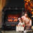 30" WiFi Infrared Quartz Electric Fireplace Log with Sound Crackling, Adjustable Flame Colors-2097708428