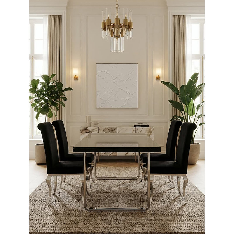 Pine Glass Top Metal Base Dining Table