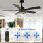 52" Modern Ceiling Fan with Light Kit and Remote Control 6-speed Reversible DC Motor Crystal Shade for Living Room