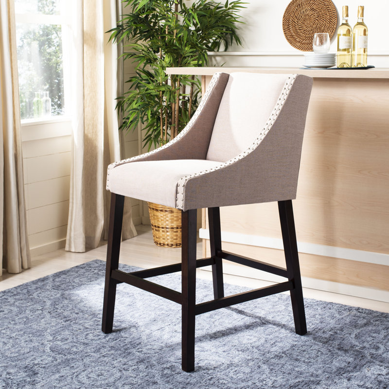 Norah Upholstered Counter Stool with Solid Wood Frame, Taupe