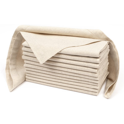 Linen Flax Cotton Cloth Dinner Napkins (18x18) - Set of 12 
