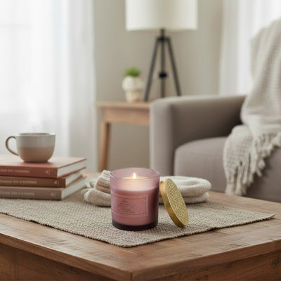 Haight 7Oz Mauve Jar Scented Candle With Lid Soft Cotton - Set Of 2