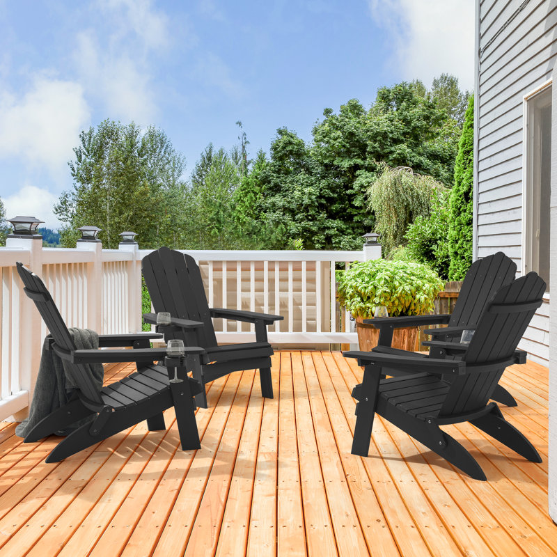 Chaise Adirondack pliante en plastique Halstein, Noir