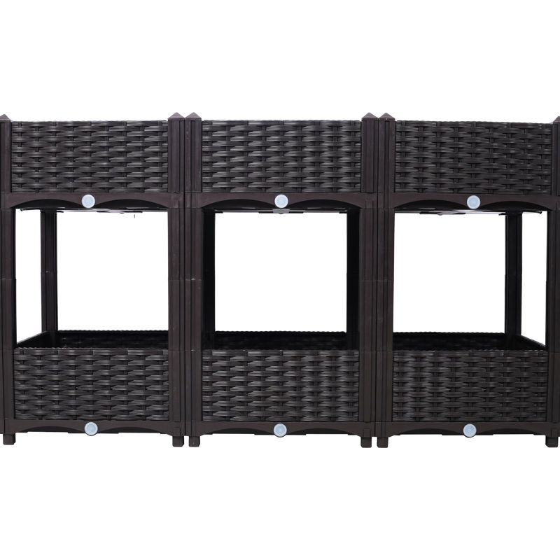 Lit de jardin surélevé en polypropylène brun avec drainage 47,2 po x 15,7 po x 27,7 po, idéal pour les légumes, les fleurs et les plantes