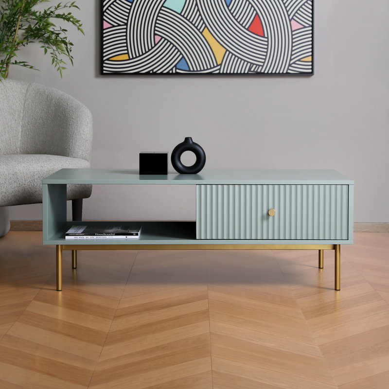 Four Leg Coffee Table with Storage, Blue