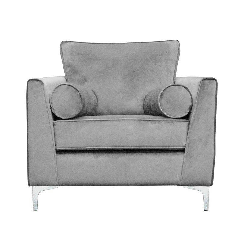 Giancarlo Velvet Armchair, Dark Grey