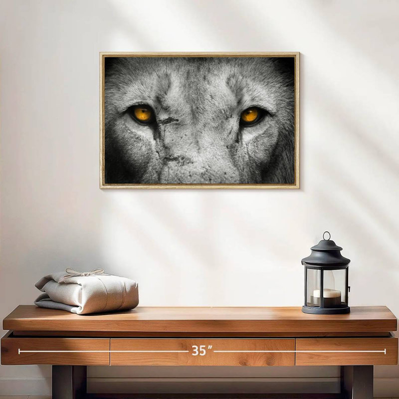 Pop aux yeux de lion, Cadre flottant en bois naturel, 19 po x 13 po