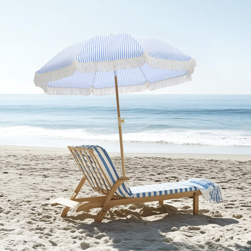 Parasol d'extérieur, résistant au soleil / à la pluie, coupe-vent, plage, camping, Bleu