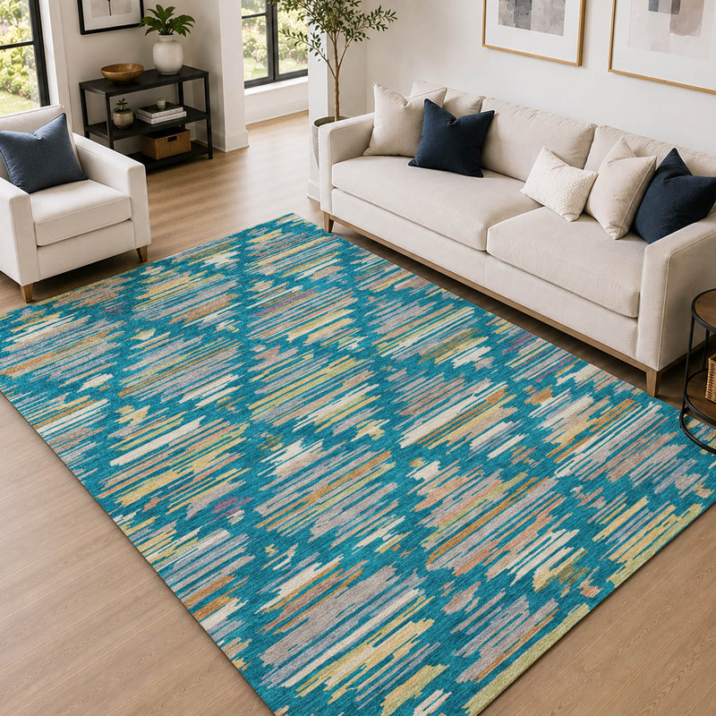 Tapis de qualité supérieure Prisco, Sarcelle, 10 pi x 14 pi