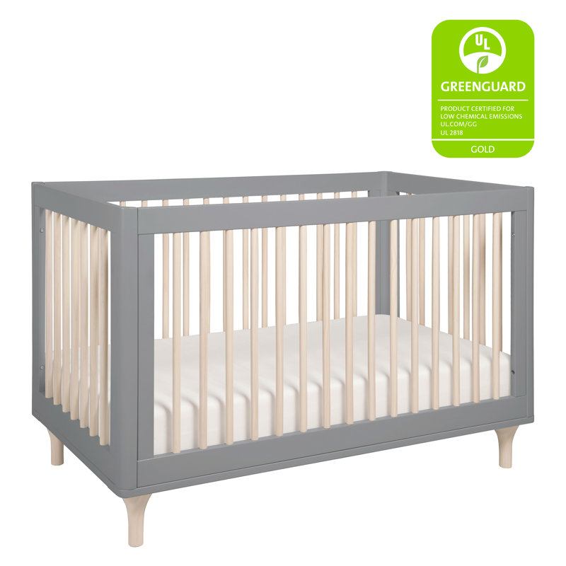 Lolly 3-in-1 Convertible Crib, Gray/Washed Natural