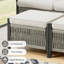 Ensemble de 2 repose-pieds d'extérieur en osier PE avec coussin pour la cour ou la terrasse-2113486609