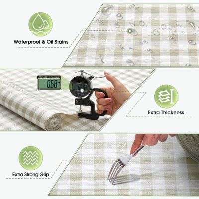 Tablette et doublure de tiroir pour armoire de cuisine non adhésive, antidérapante, étagère en papier imperméable et lavable pour commode garde-manger doublure de protecteur de salle de bain (damier)