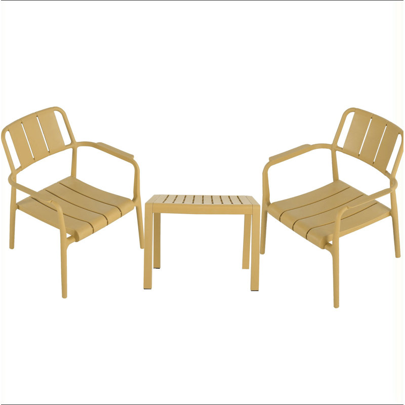 Ensemble 2 pièces de chaises à une place + table basse en PP - Mobilier polyvalent d'intérieur / extérieur pour salon, balcon, plage (sans chaises d'assemblage, table à installation facile) - Polypropylène