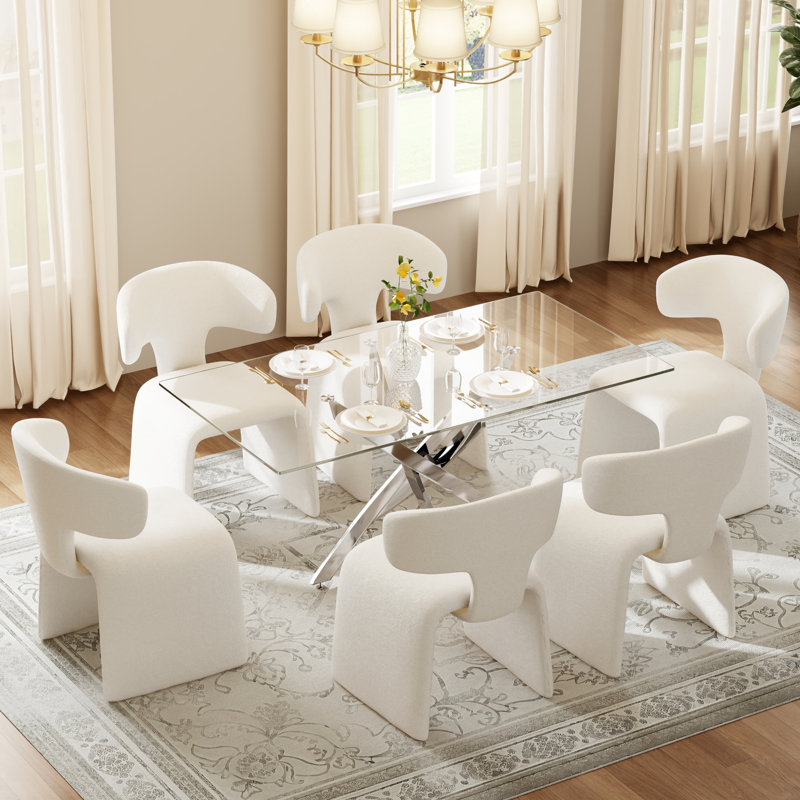 Ensemble de salle à manger Hoggan, 29.5" H x 63" W x 31.5" D, 7 Pieces: Table, 6 Chairs, Silver