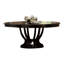 Table de salle à manger ronde contemporaine ovale avec rallonge - Base en bois à finition espresso