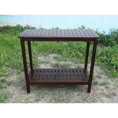 Poste de travail brun pour le jardin, le balcon et le garage - Console de rempotage polyvalente avec construction robuste
