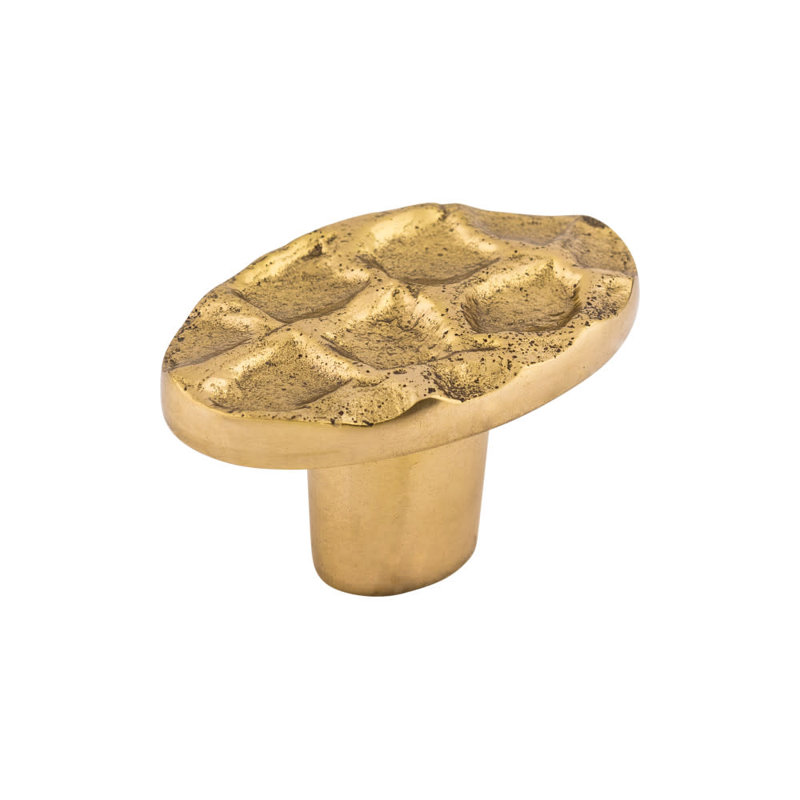 Cobblestone Oval Knob, 2" Length, Brass
