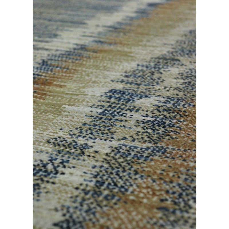 Striped Area Rug in Navy/Copper/GrayIvory, Rectangle 9'1" x 11'9"