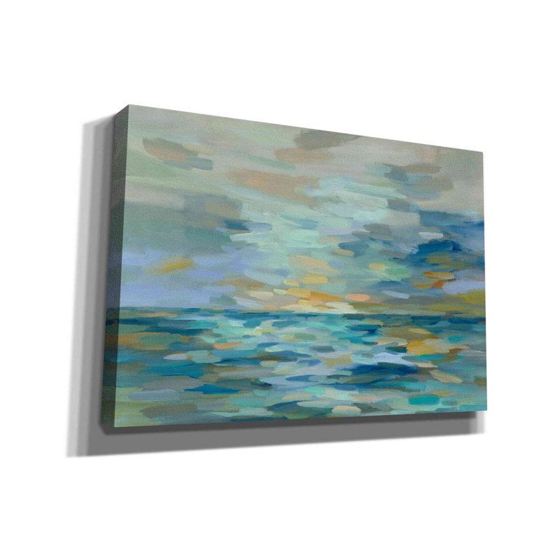 «Pastel Blue Sea» par Silvia Vassileva, art mural sur toile, H 18 po x l 26 po x P 0,75 po