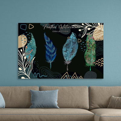 " Feather Watercolor Collection " Painting Print