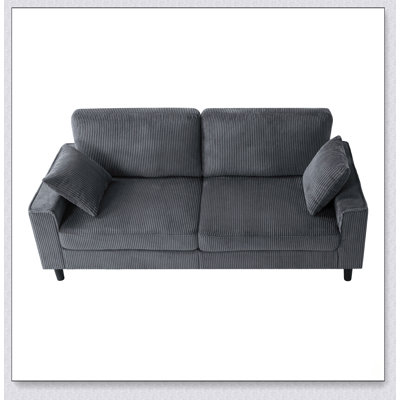 81.8 Corduroy Loveseat Sofa, 2-Seater Couch with Sturdy Iron  Wood Frame, Comfy Upholstered Sofa with Square Armrests for Living Room, Apartment