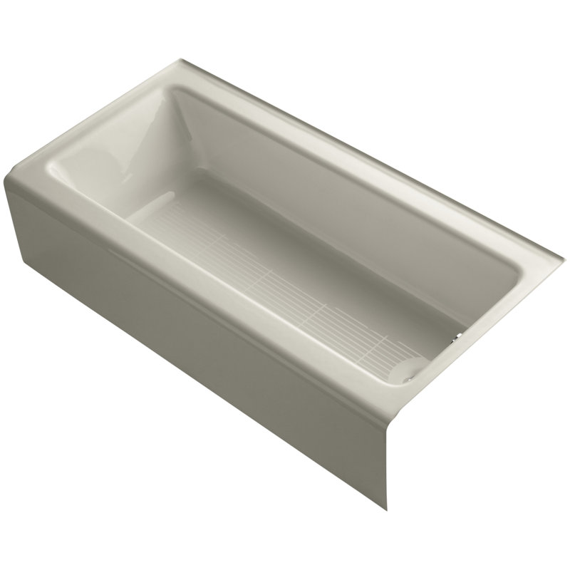 Bellwether 60" x 30.25" Alcove Soaking Cast Iron Bathtub, Sandbar, Right