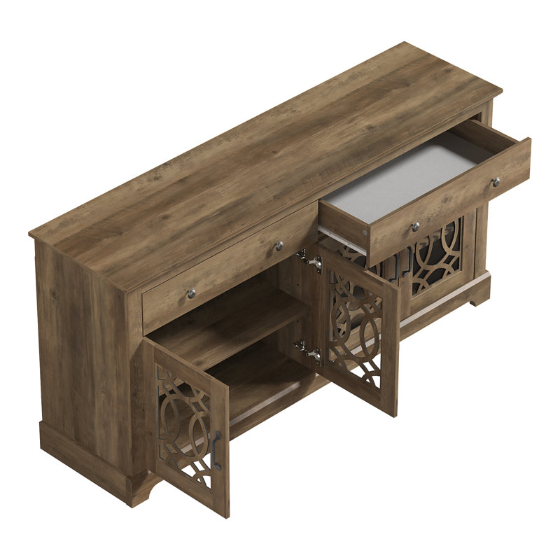 Allivia 58.7" Wide 4 Drawer Sideboard, Knotty Oak